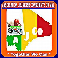 La Jeunesse Consciente est représentée par le vélo conduit par le COEUR et le cerveau. Et le Mali par sa carte en couleur.